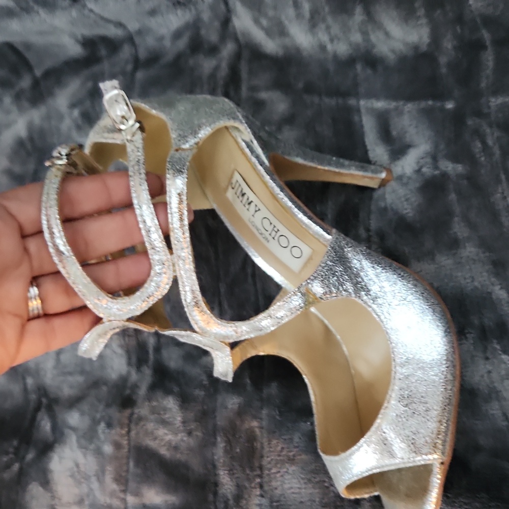 JIMMY CHOO SILVER STILETTOS